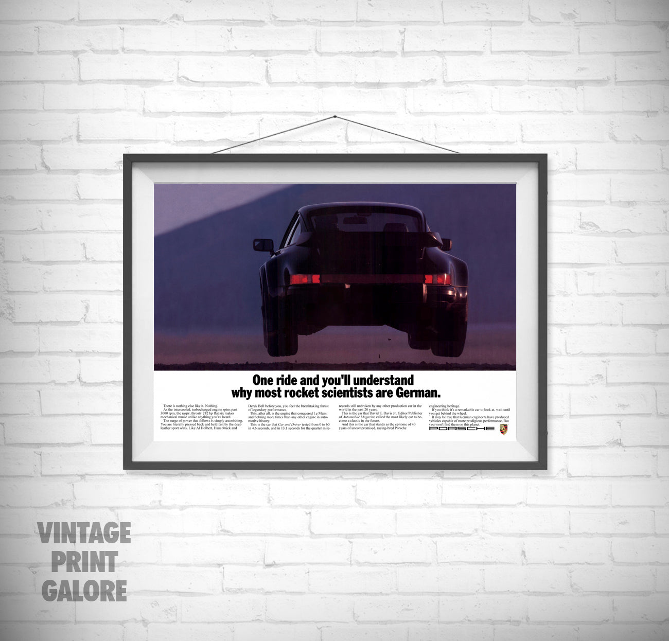 Vintage Style Porsche 911 Classic Car Advertisment Poster Print.