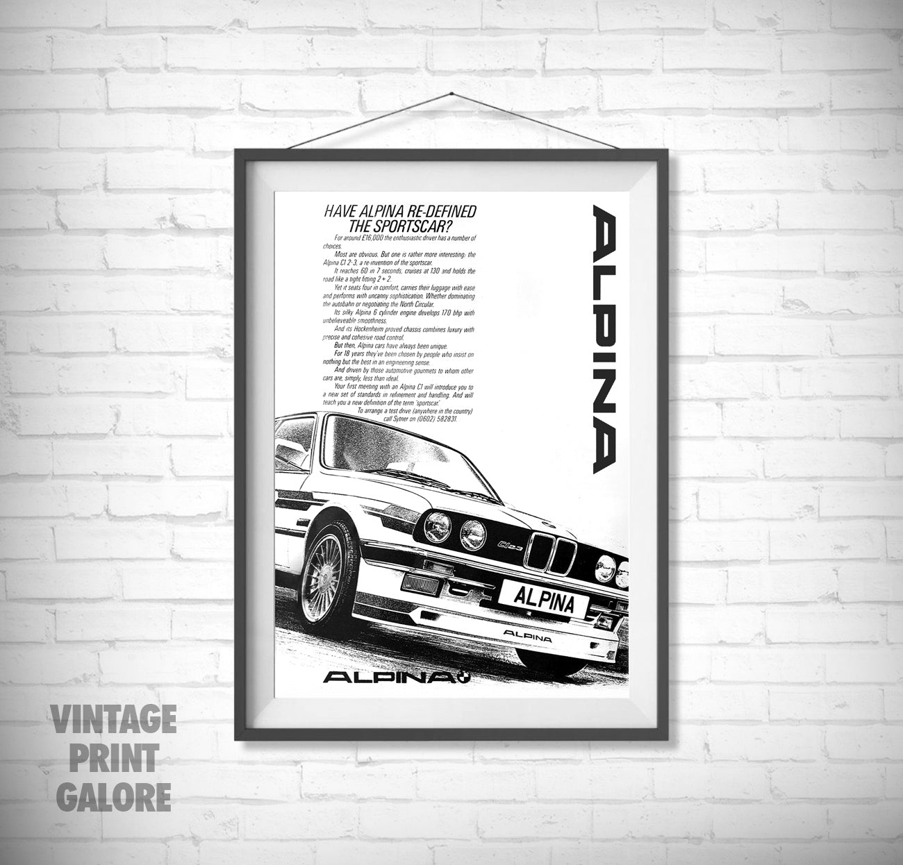 Vintage Style BMW M3i Alpina Sport Advertisment Poster Print.