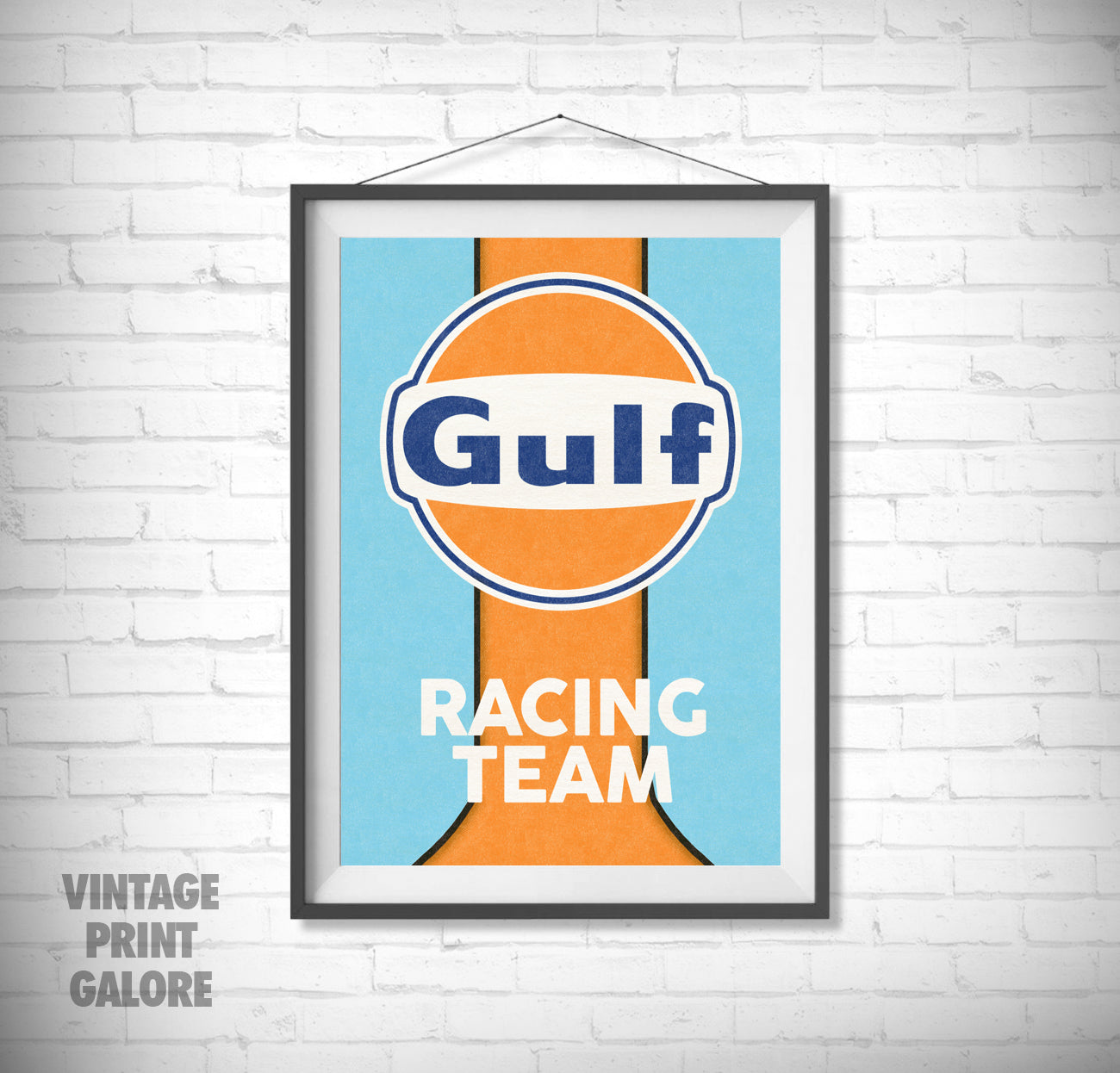 Vintage Style Gulf Grand Prix Racing Team  Advertisment Poster Print.