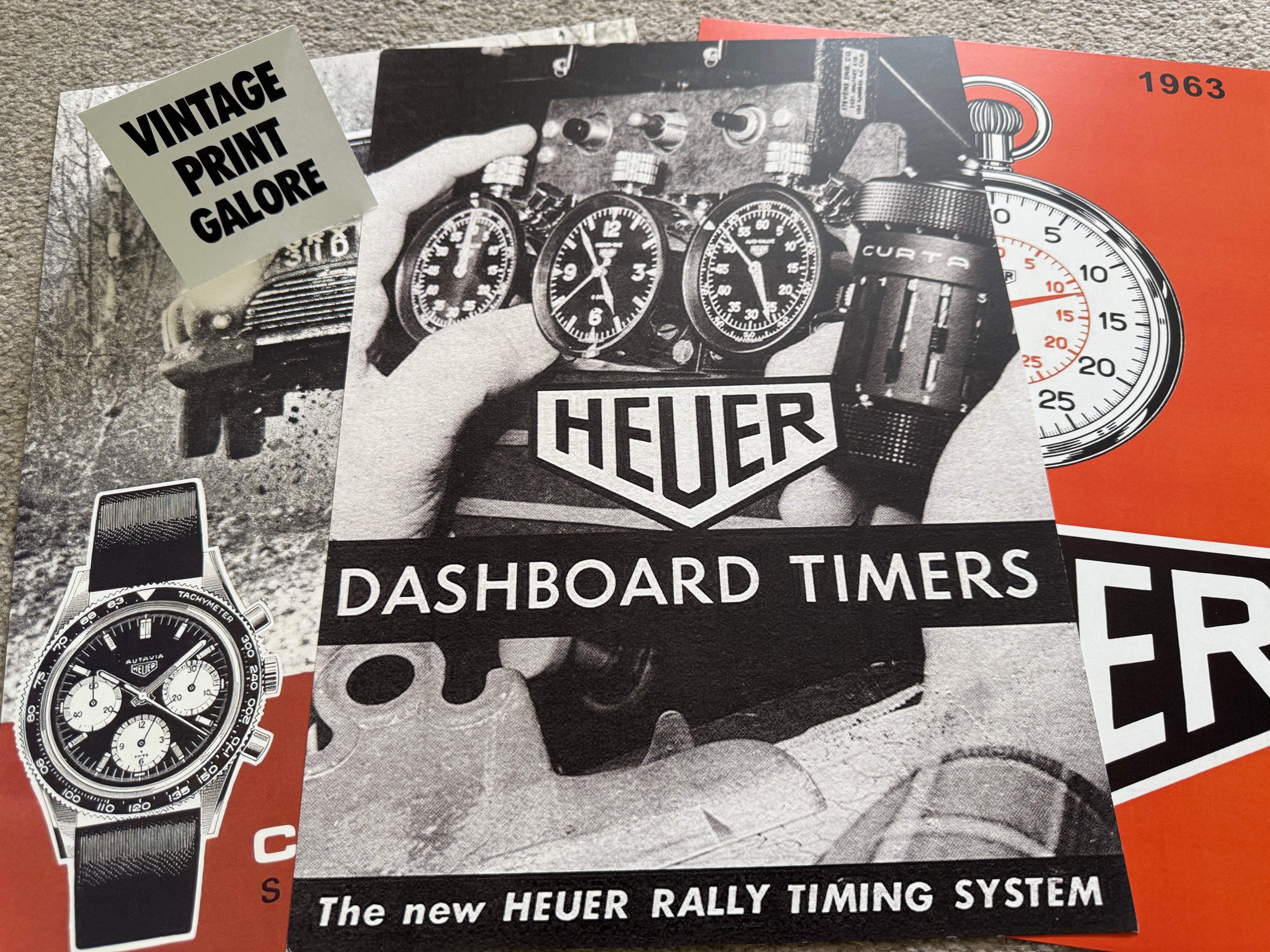 Vintage Style Tag Heuer Racing Timer Luxury Watch Advertisment Print.