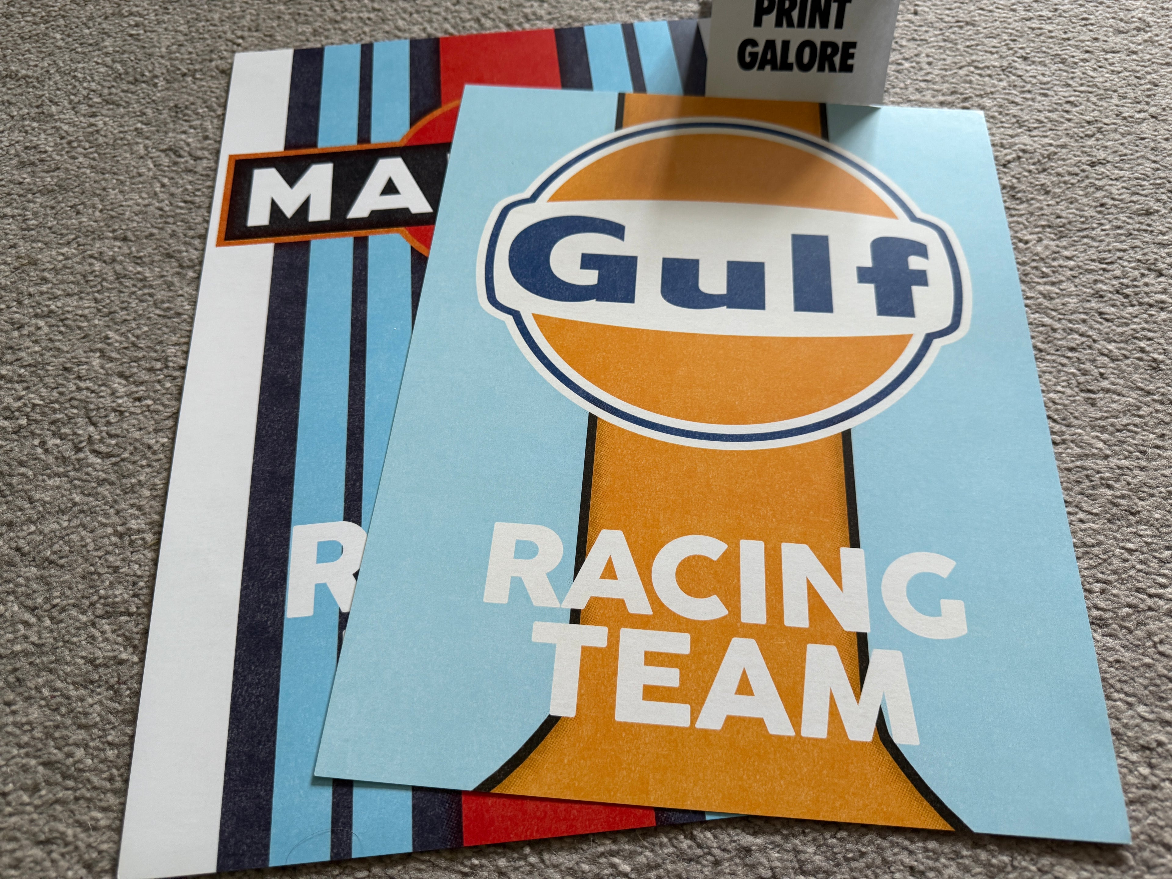 Vintage Style Gulf Grand Prix Racing Team  Advertisment Poster Print.