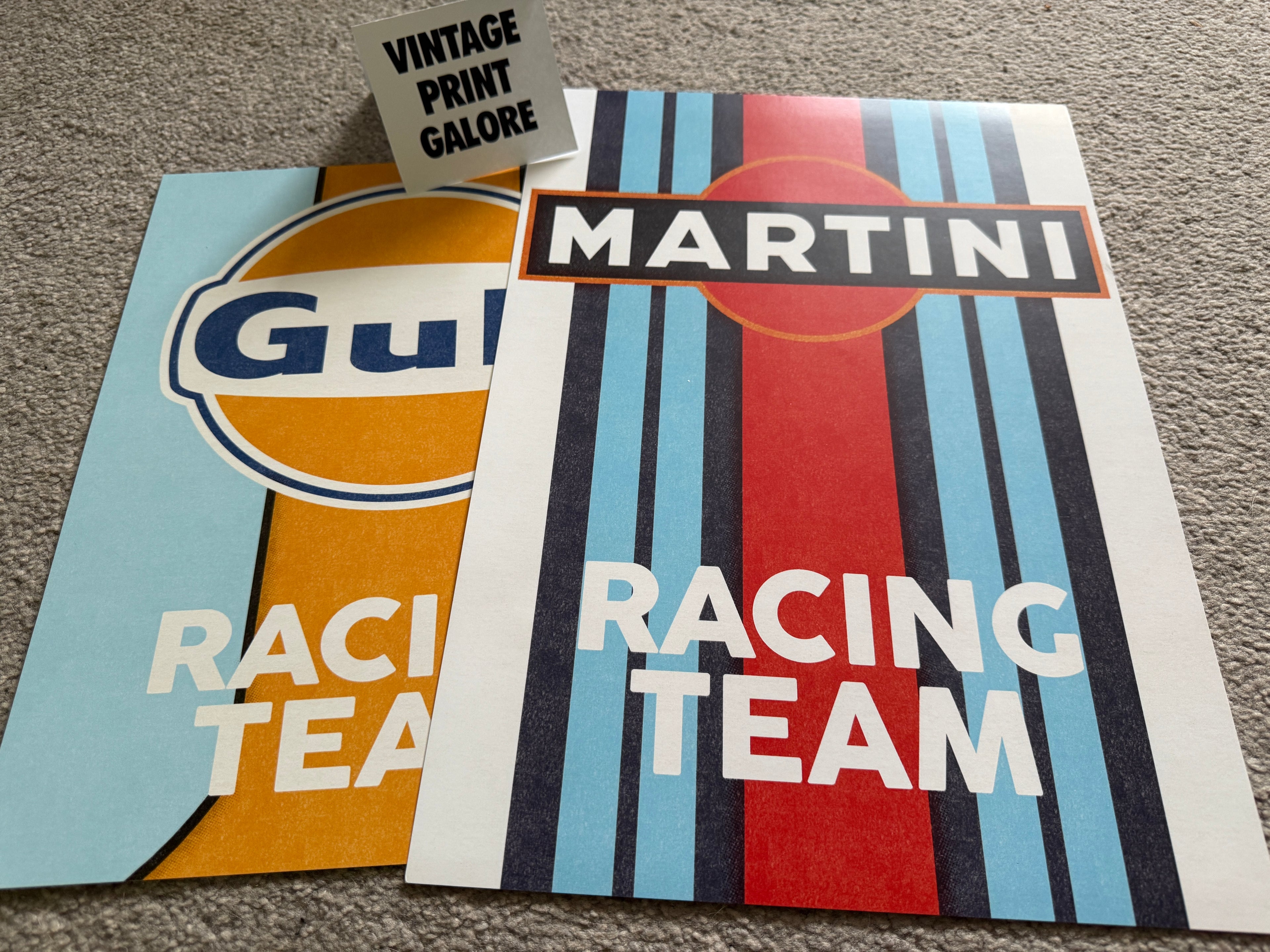 Vintage Style Martini Grand Prix Racing Team Advertisment Poster Print.