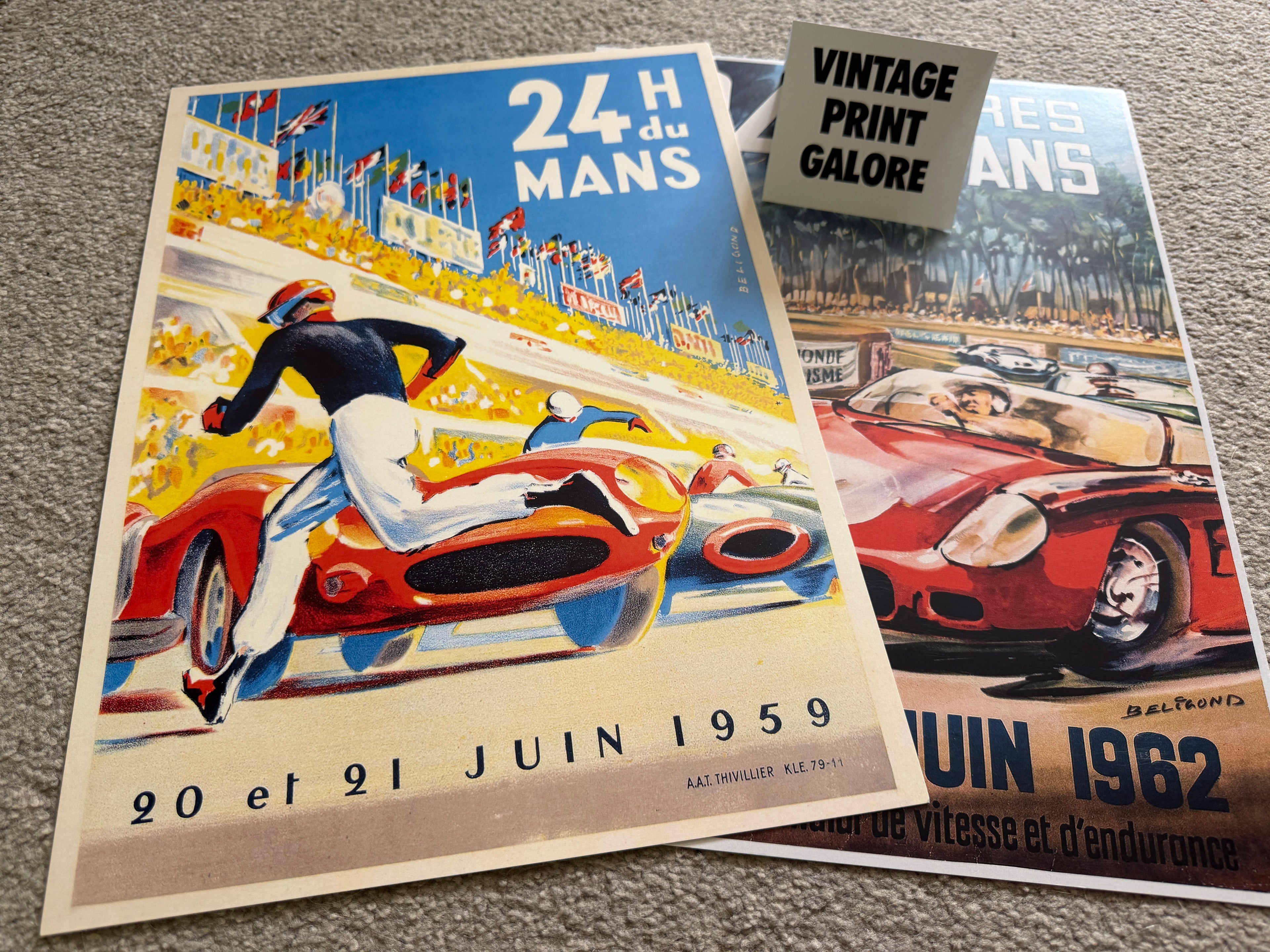 Vintage Style 1959 24Hr Du Le Mans Racing Advertisment Poster Print.