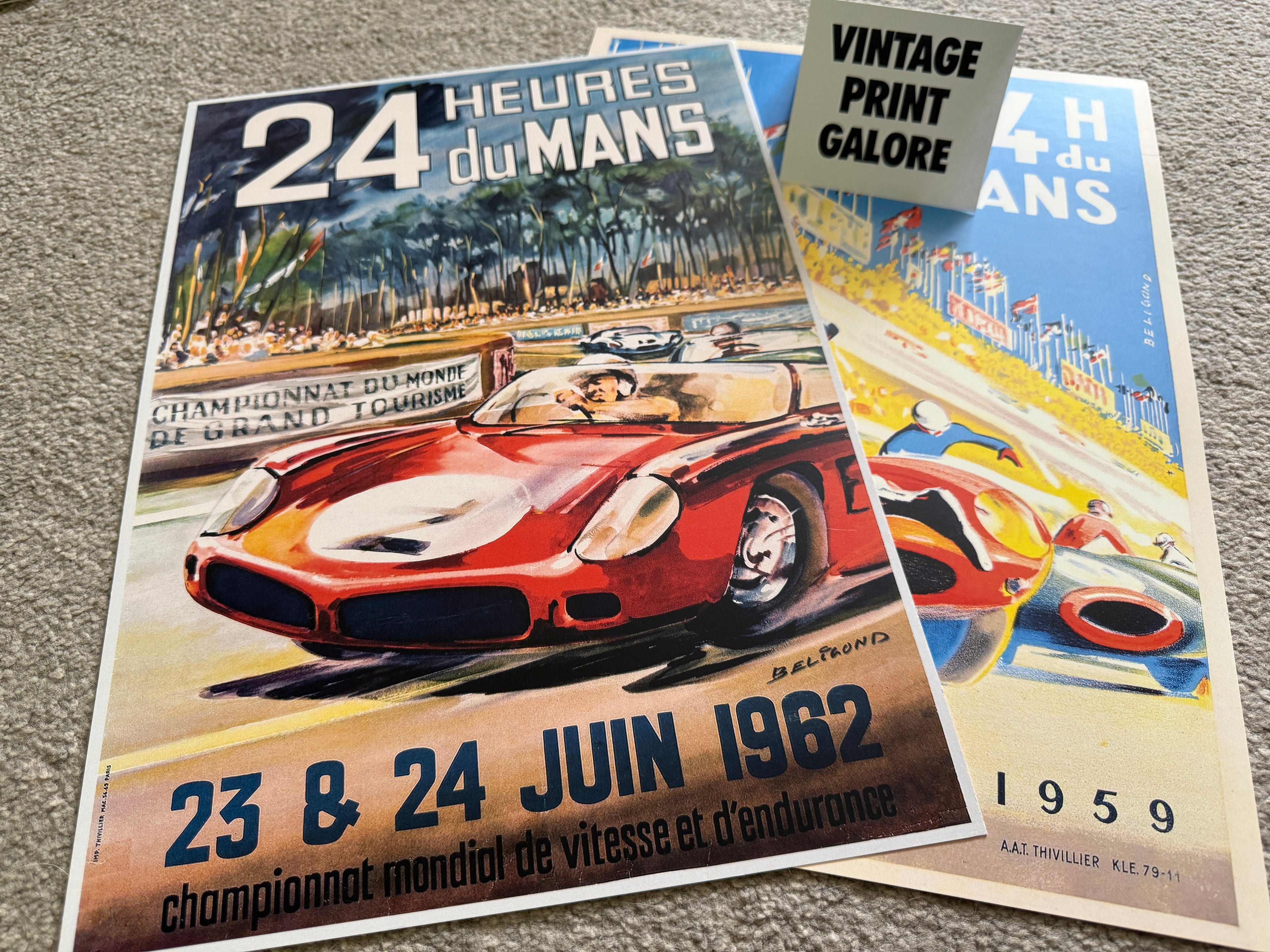 Vintage Style 1962 24Hr Du Le Mans Racing Advertisment Poster Print.