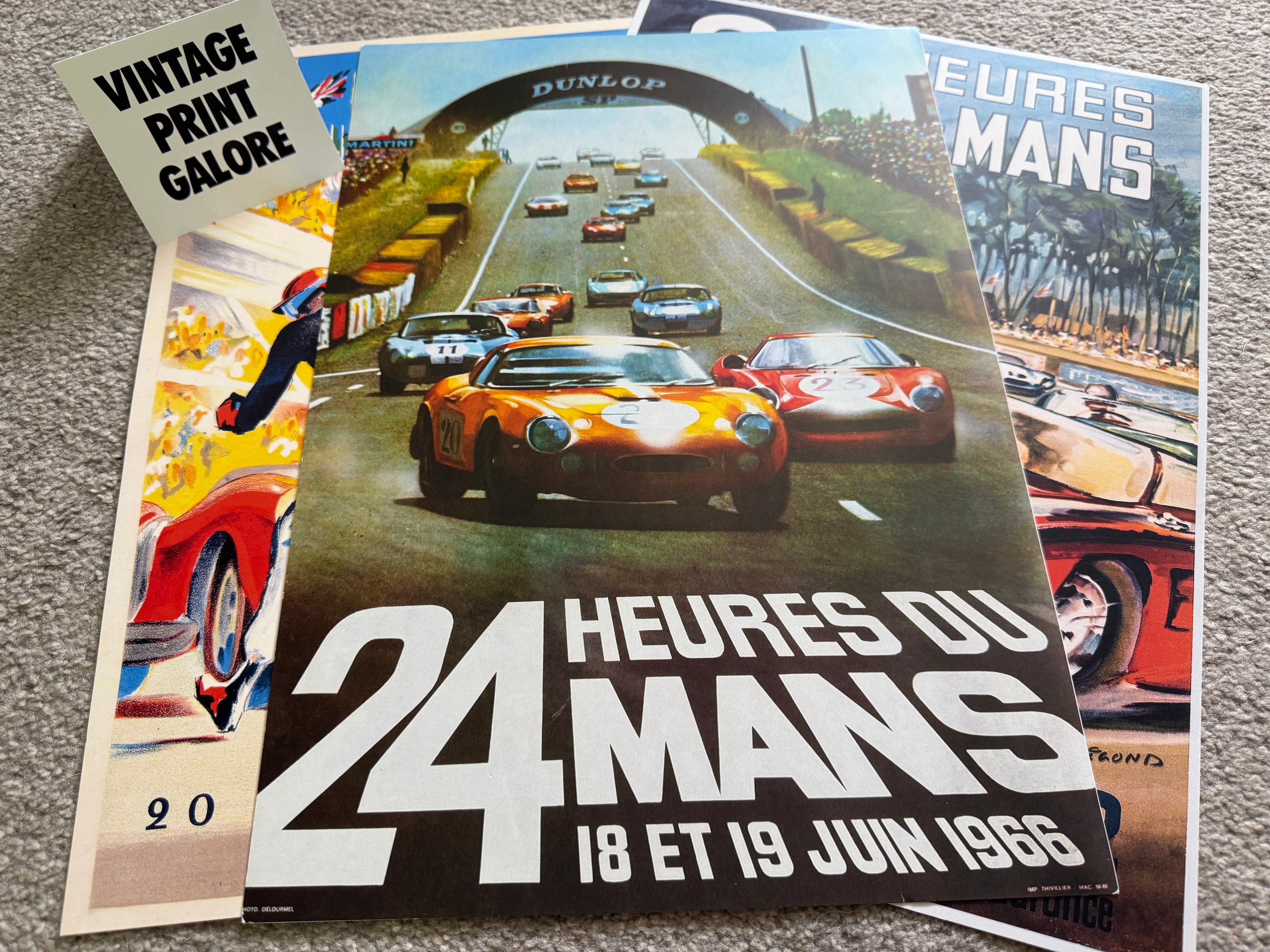 Vintage Style 1966 24Hr Du Le Mans Racing Advertisment Poster Print.
