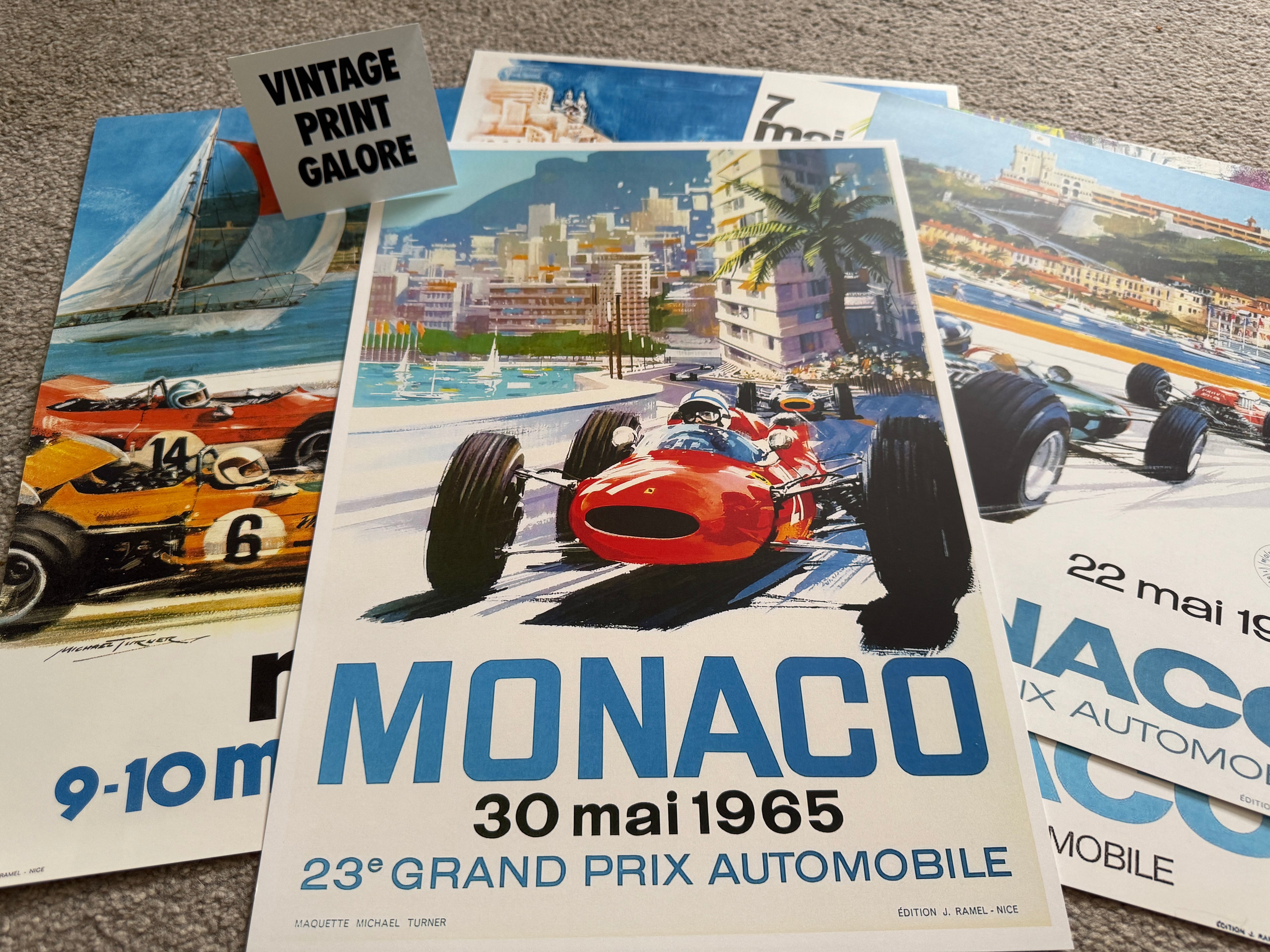 Vintage Style 1965 Monaco Grand Prix Racing Team Advertisment Poster Print.