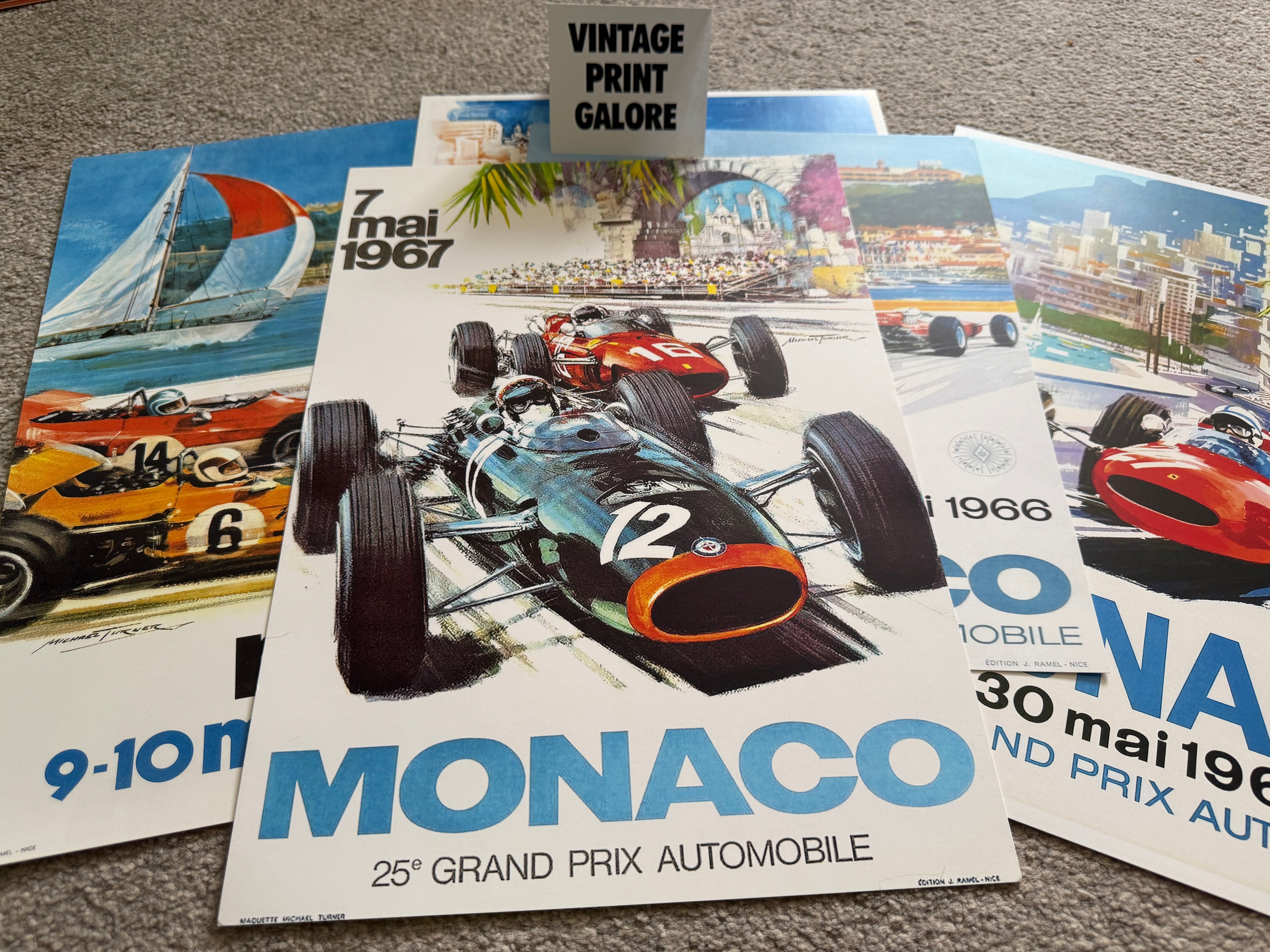 Vintage Style 1967 Monaco Grand Prix Racing Team Advertisment Poster Print.