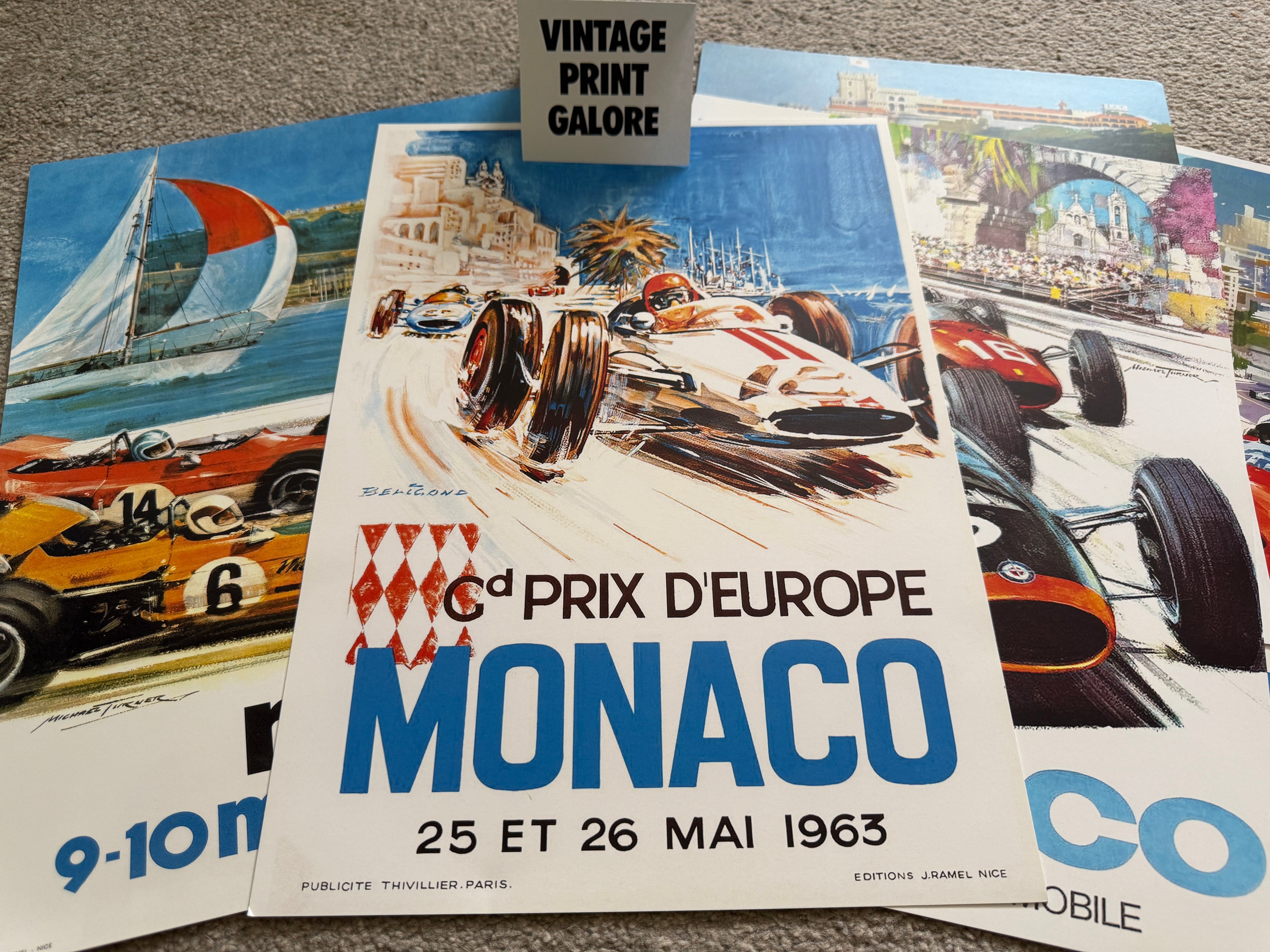 Vintage Style 1963 Monaco Grand Prix Racing Team Advertisment Poster Print.