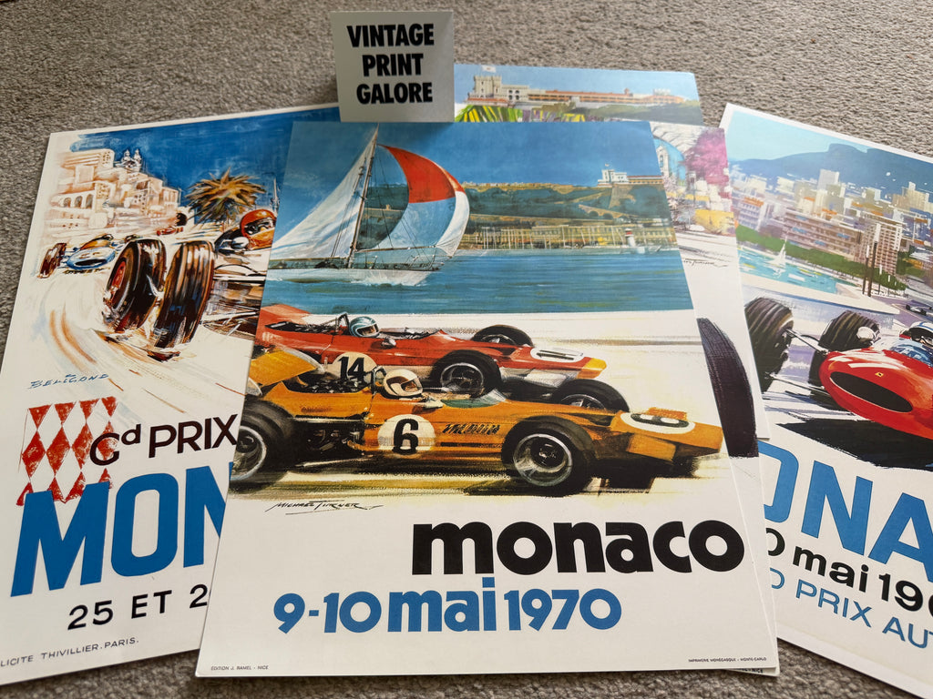 Vintage Style 1970 Monaco Grand Prix Racing Team Advertisment Poster Print.