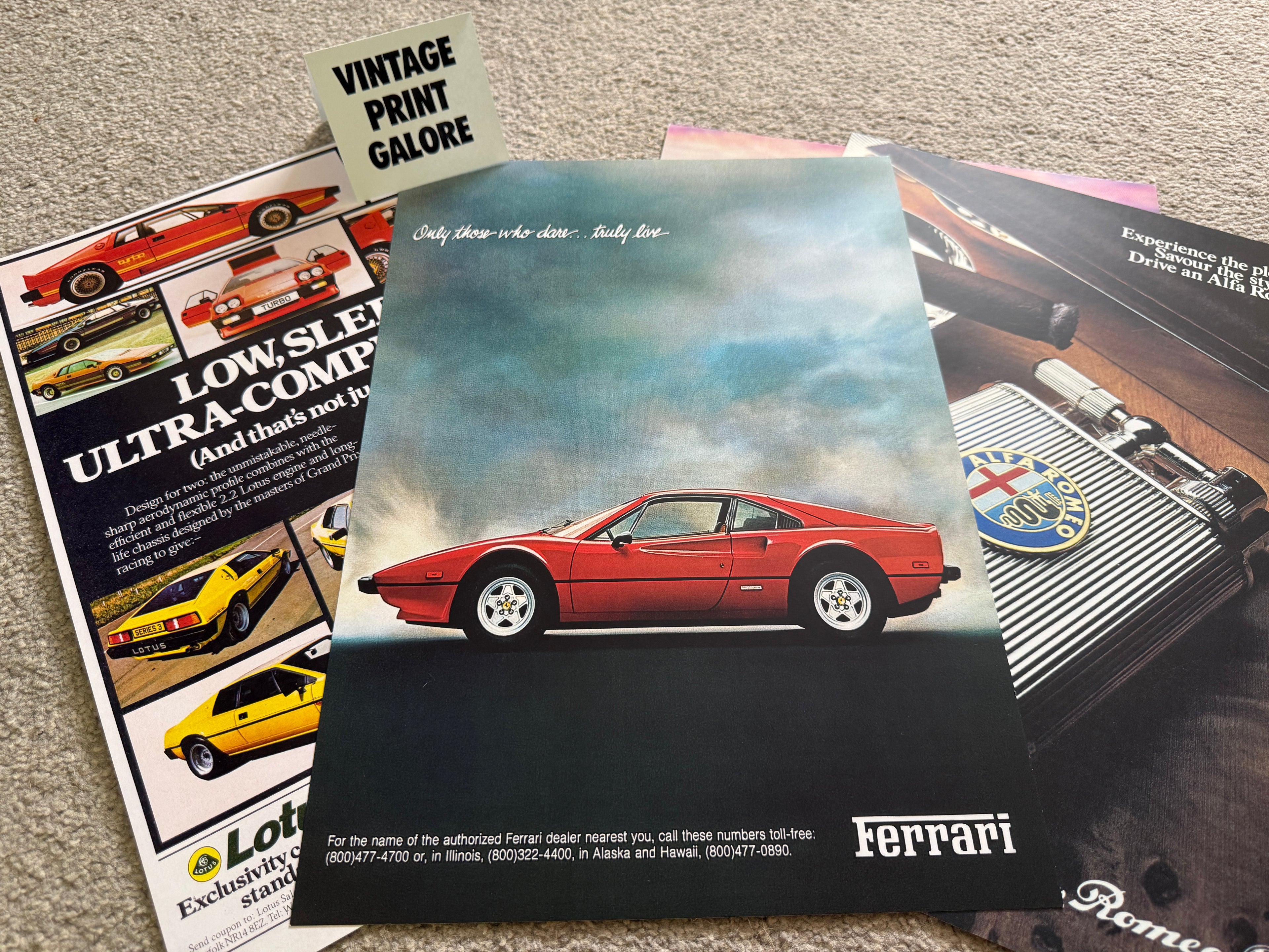 Vintage Style Ferrari 308 380 GTB/GTS Sport Advertisment Poster Print.