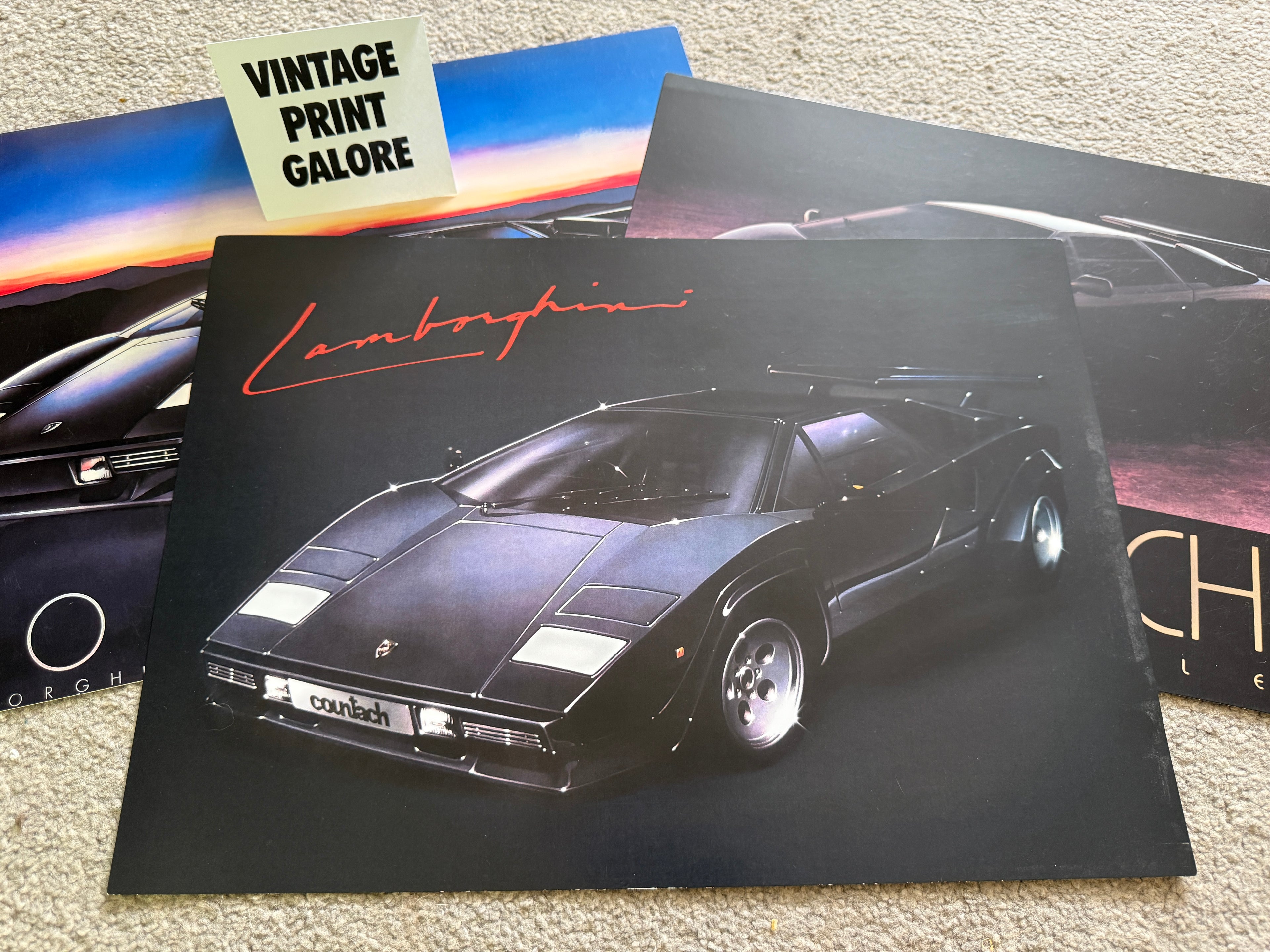 Vintage Style Lamborghini Countach 1980's Advertisment Poster Print.