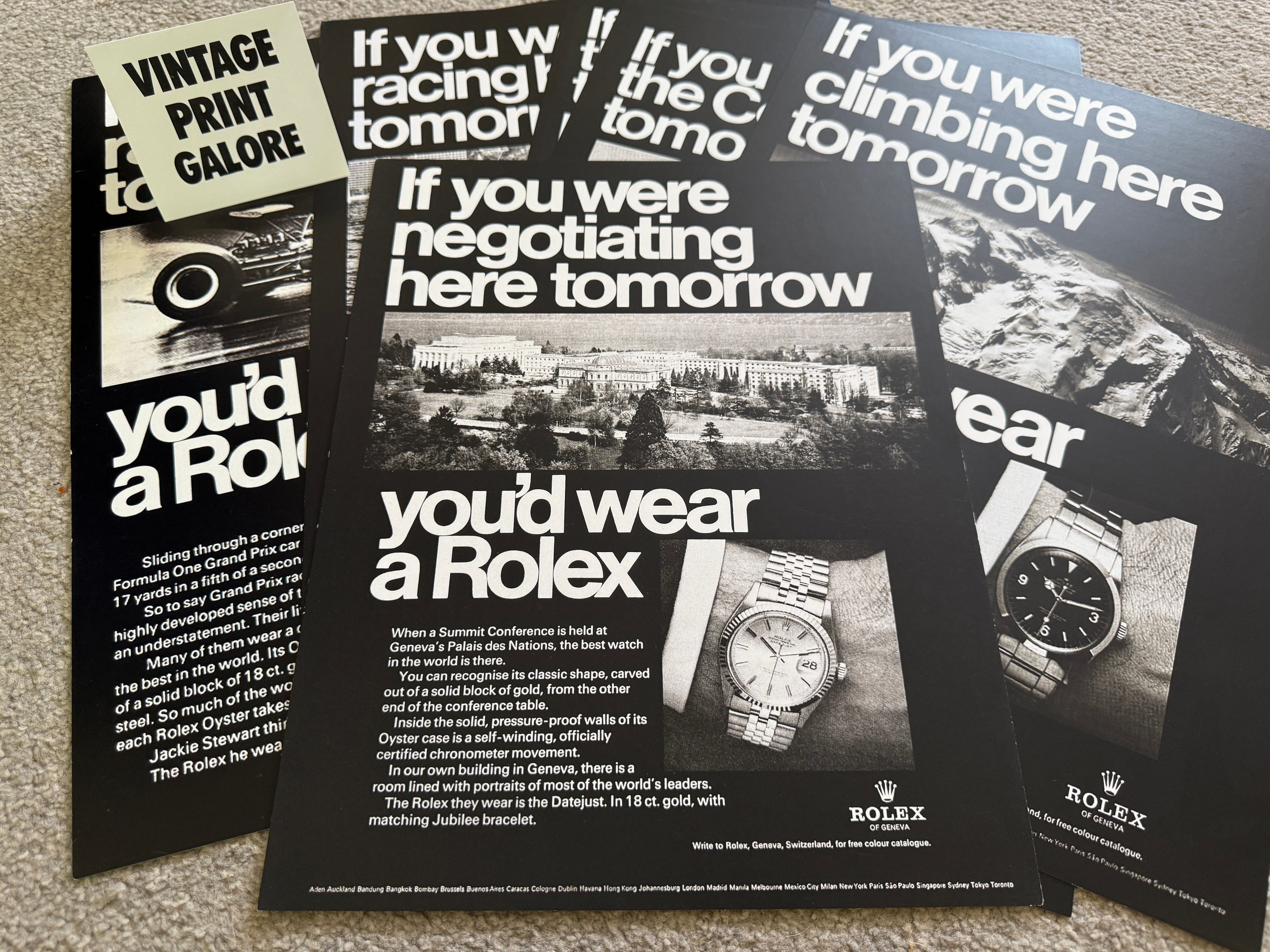 Vintage Style Rolex Negotiating Business Luxury Watch Advertisment Print.