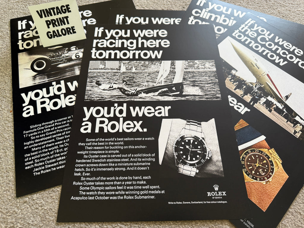 Vintage Style Rolex Sailing Boat Racing Luxury Watch Advertisment Print.