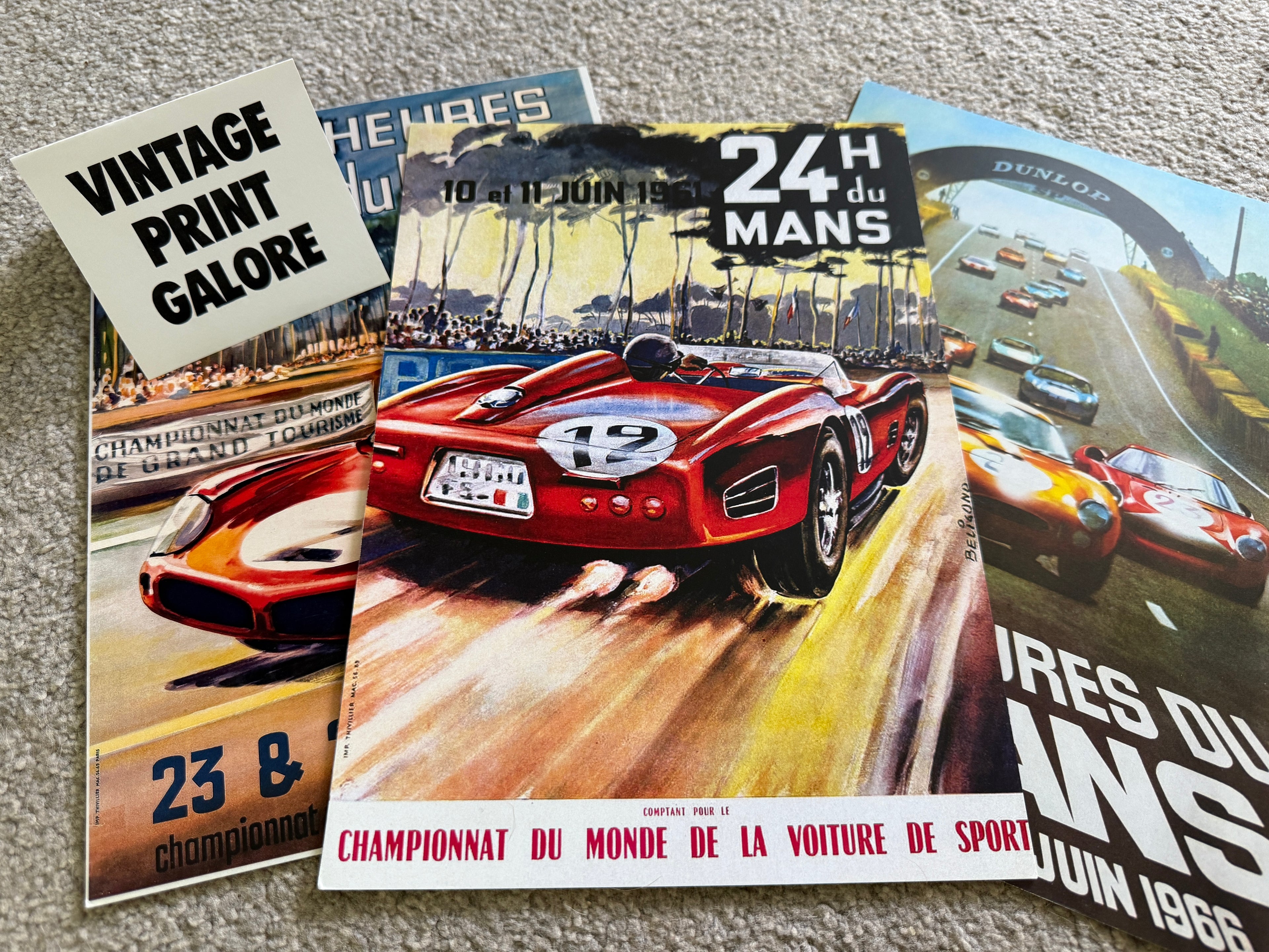 Vintage Style 1961 24Hr Du Le Mans Racing Advertisment Poster Print.