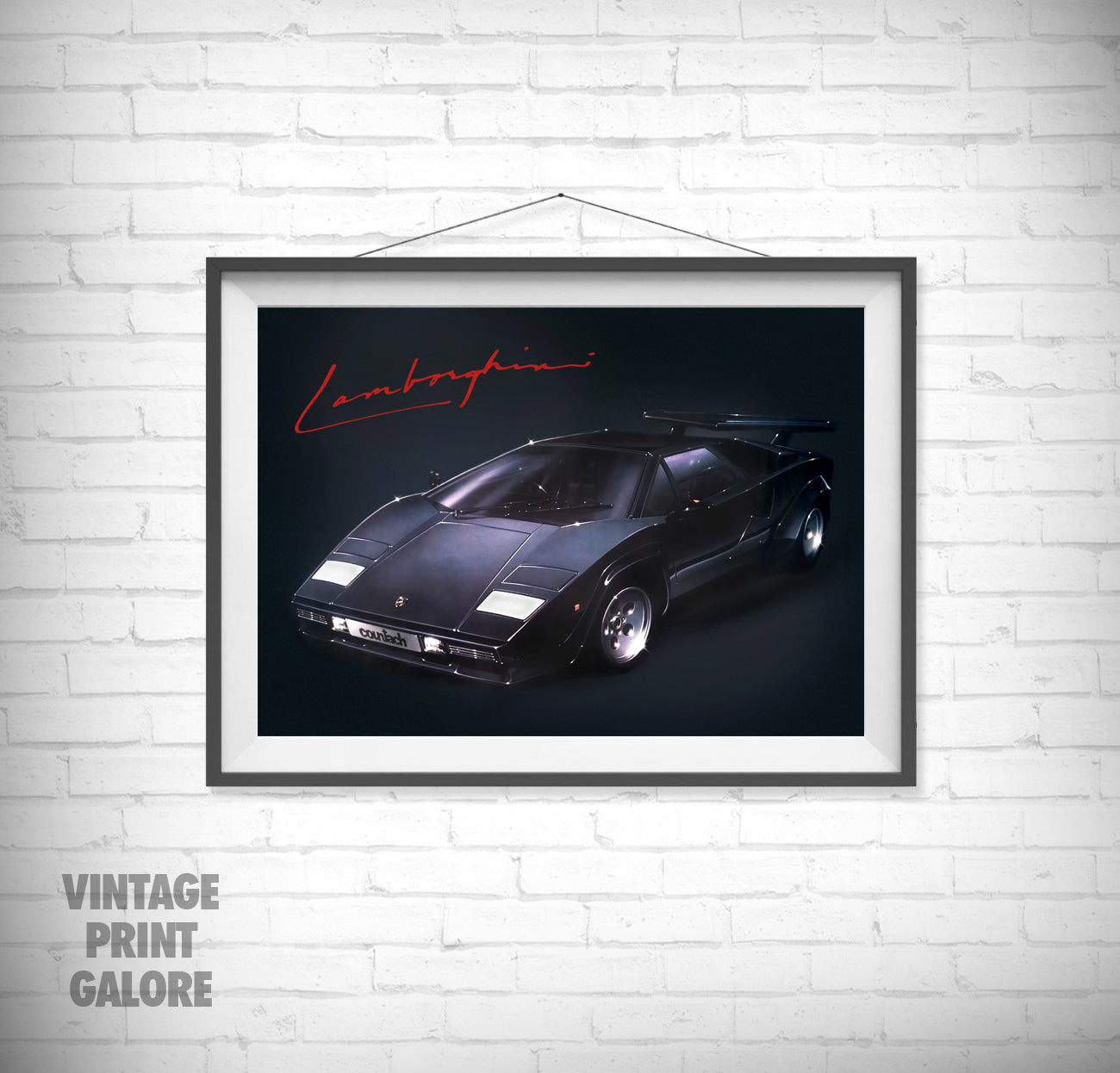 Vintage Style Lamborghini Countach 1980's Advertisment Poster Print.