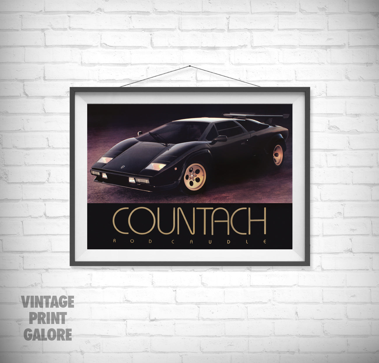 Vintage Style Lamborghini Countach 80's Classic Advertisment Poster Print.