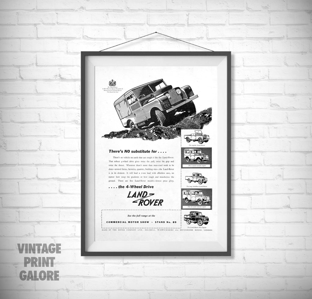 Vintage Style Land Rover Series Classic 4X4 Advertisment Poster Print.