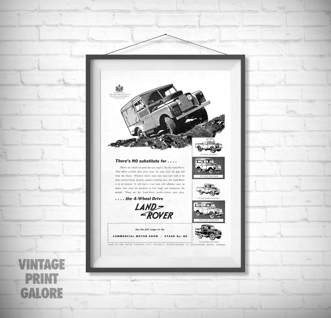 Vintage Style Land Rover Series Classic 4X4 Advertisment Poster Print.
