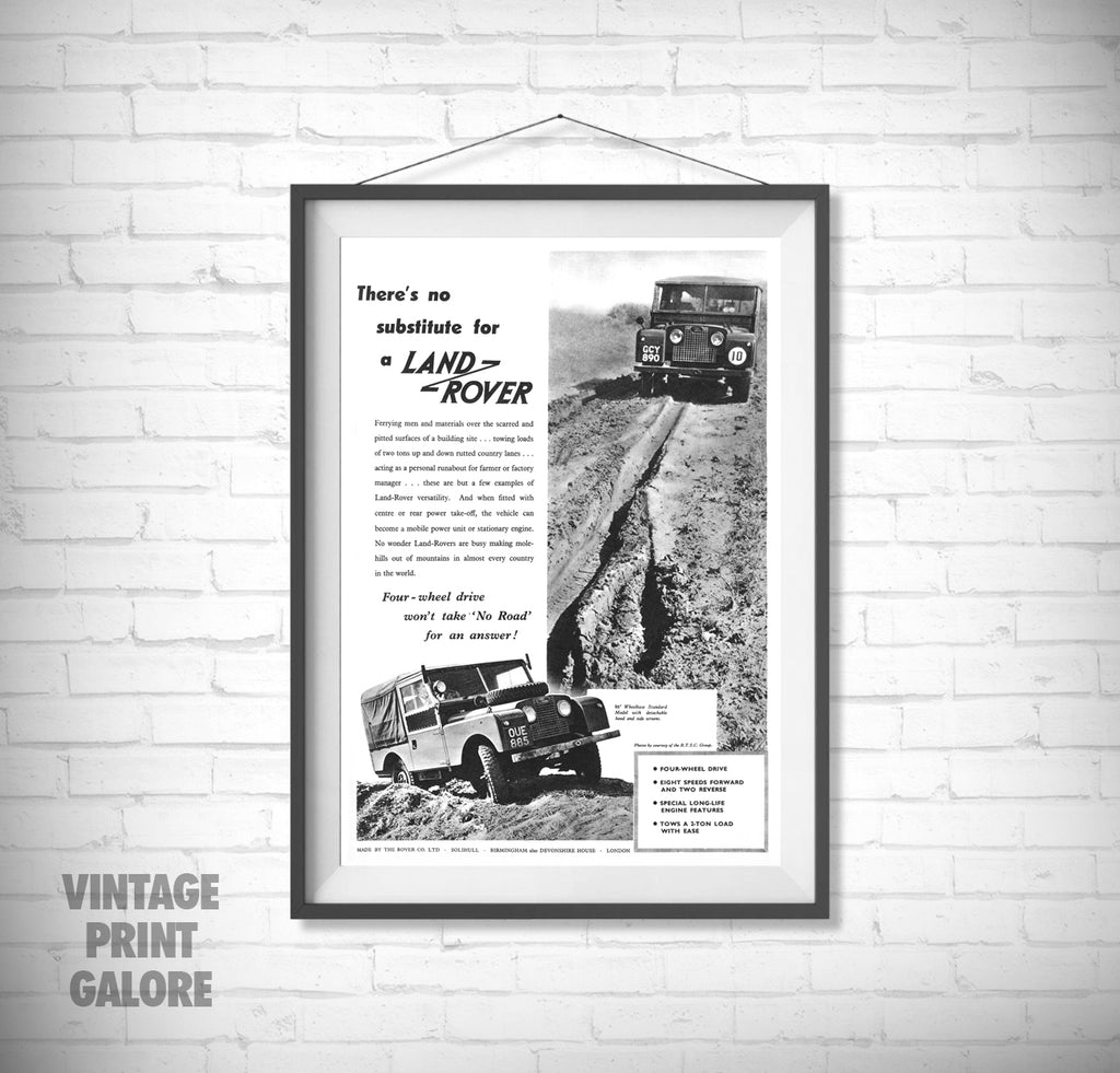 Vintage Style Land Rover Series Classic 4X4 1950's Advertisment Poster Print.