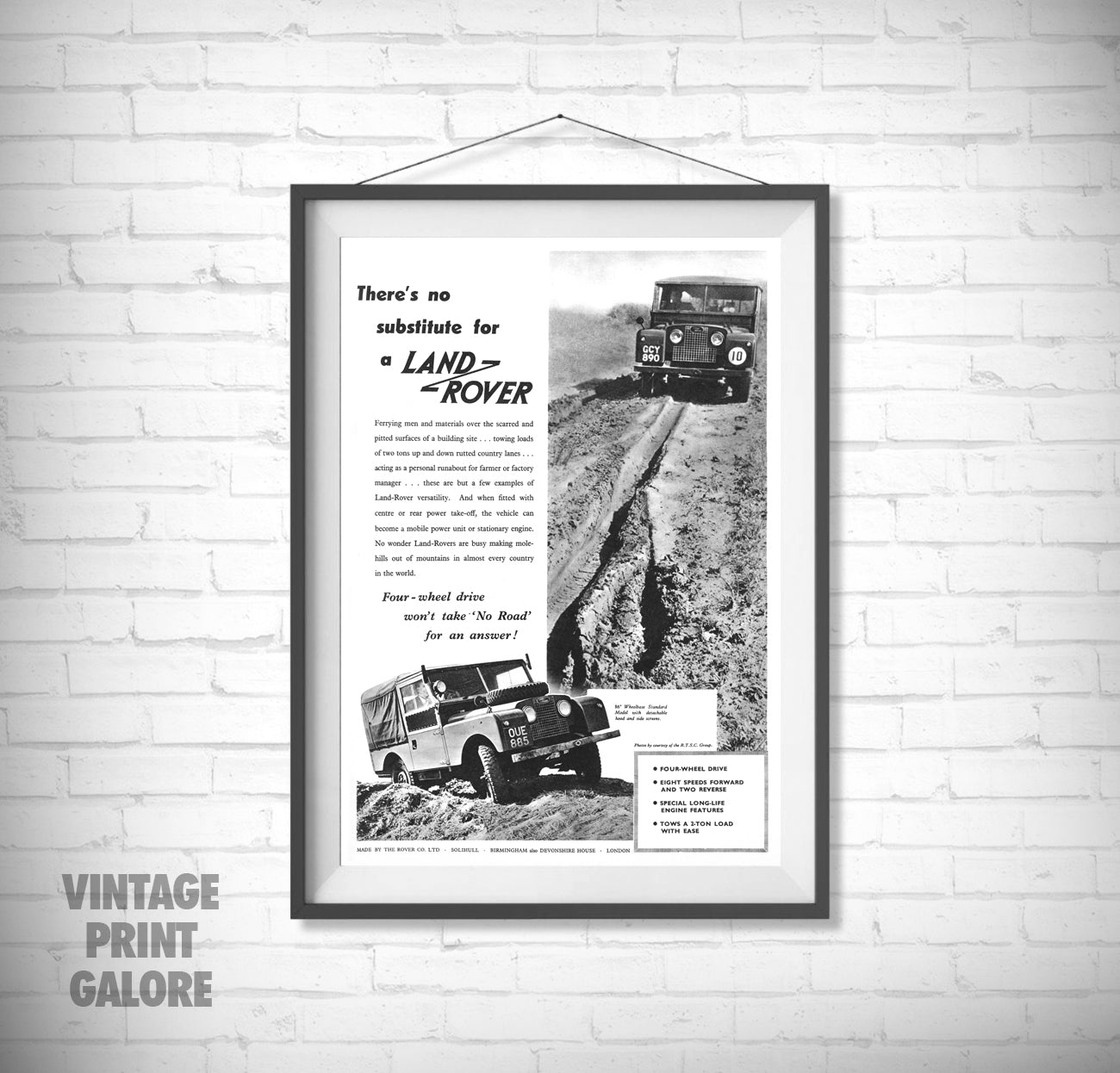 Vintage Style Land Rover Series Classic 4X4 1950's Advertisment Poster Print.