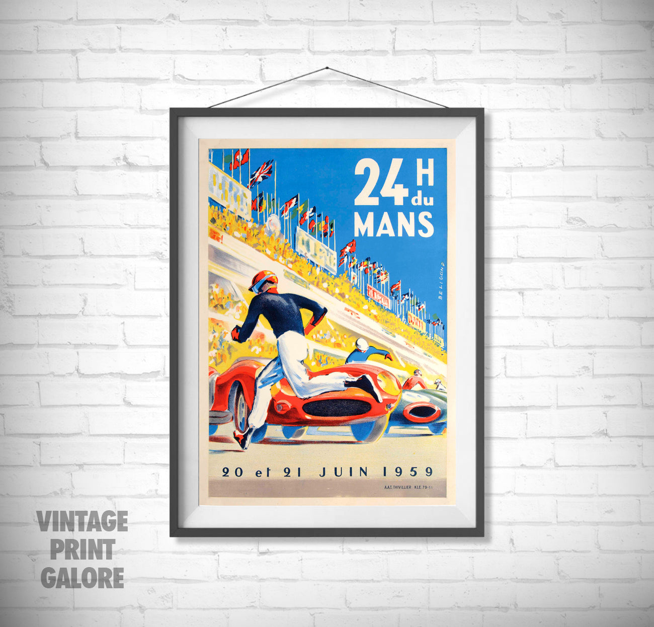 Vintage Style 1959 24Hr Du Le Mans Racing Advertisment Poster Print.