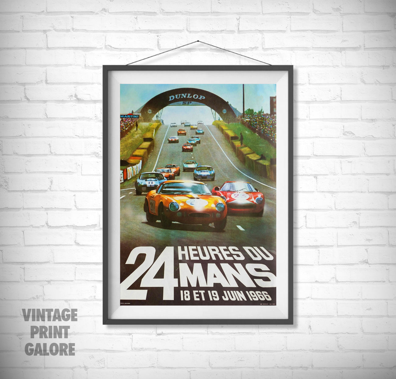 Vintage Style 1966 24Hr Du Le Mans Racing Advertisment Poster Print.