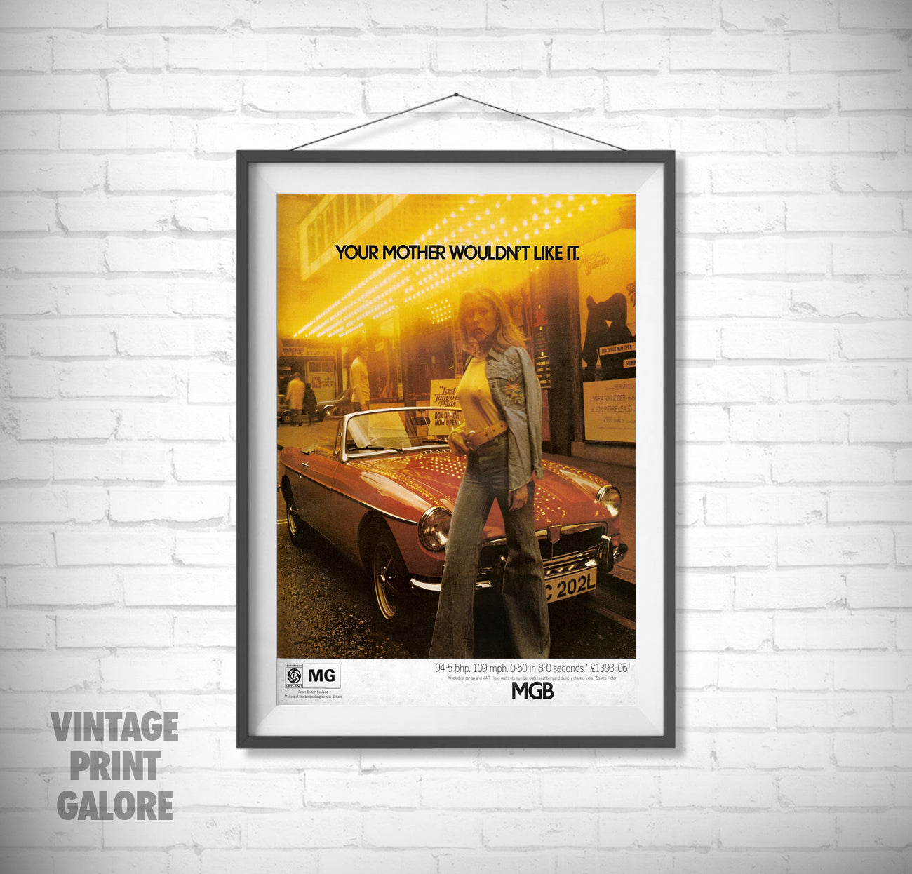 Vintage Style MGA MGB Midget Roadster 1970's Advertisment Poster Print.