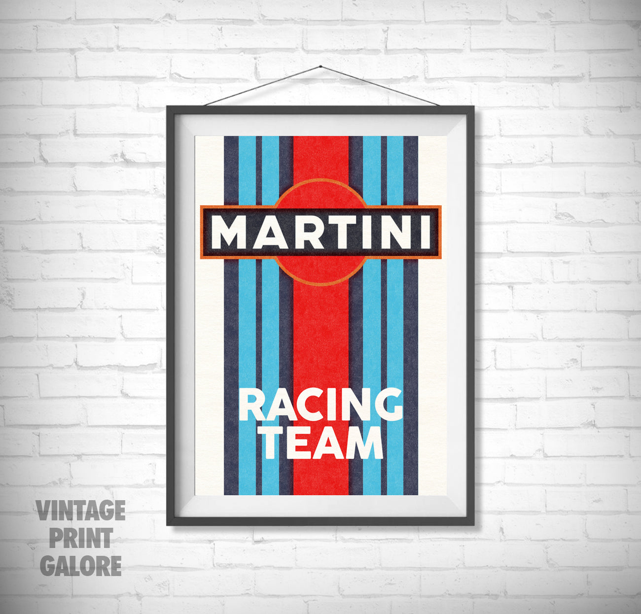 Vintage Style Martini Grand Prix Racing Team Advertisment Poster Print.