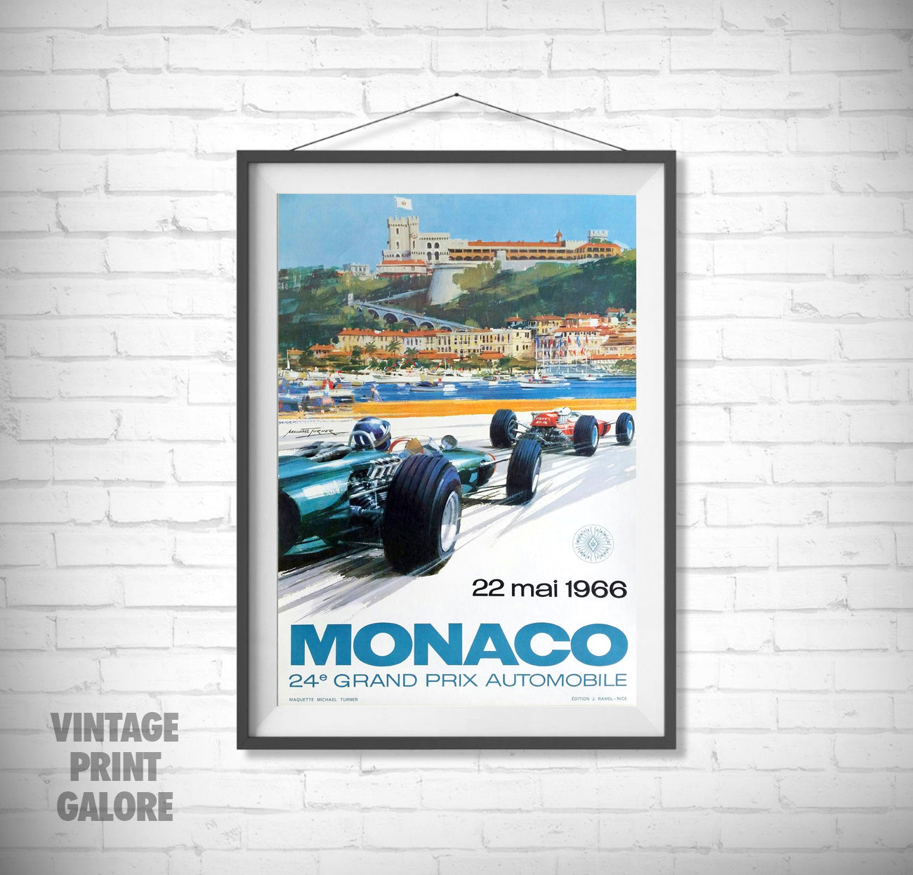 Vintage Style 1966 Monaco Grand Prix Racing Team Advertisment Poster Print.