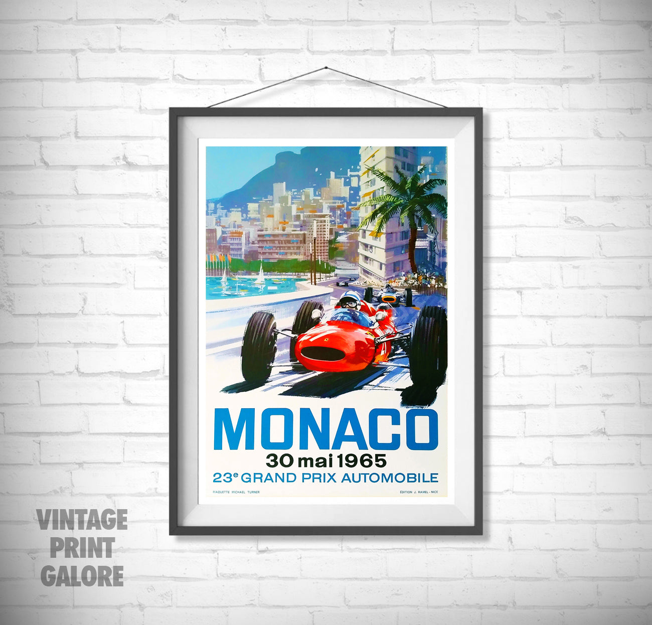 Vintage Style 1965 Monaco Grand Prix Racing Team Advertisment Poster Print.