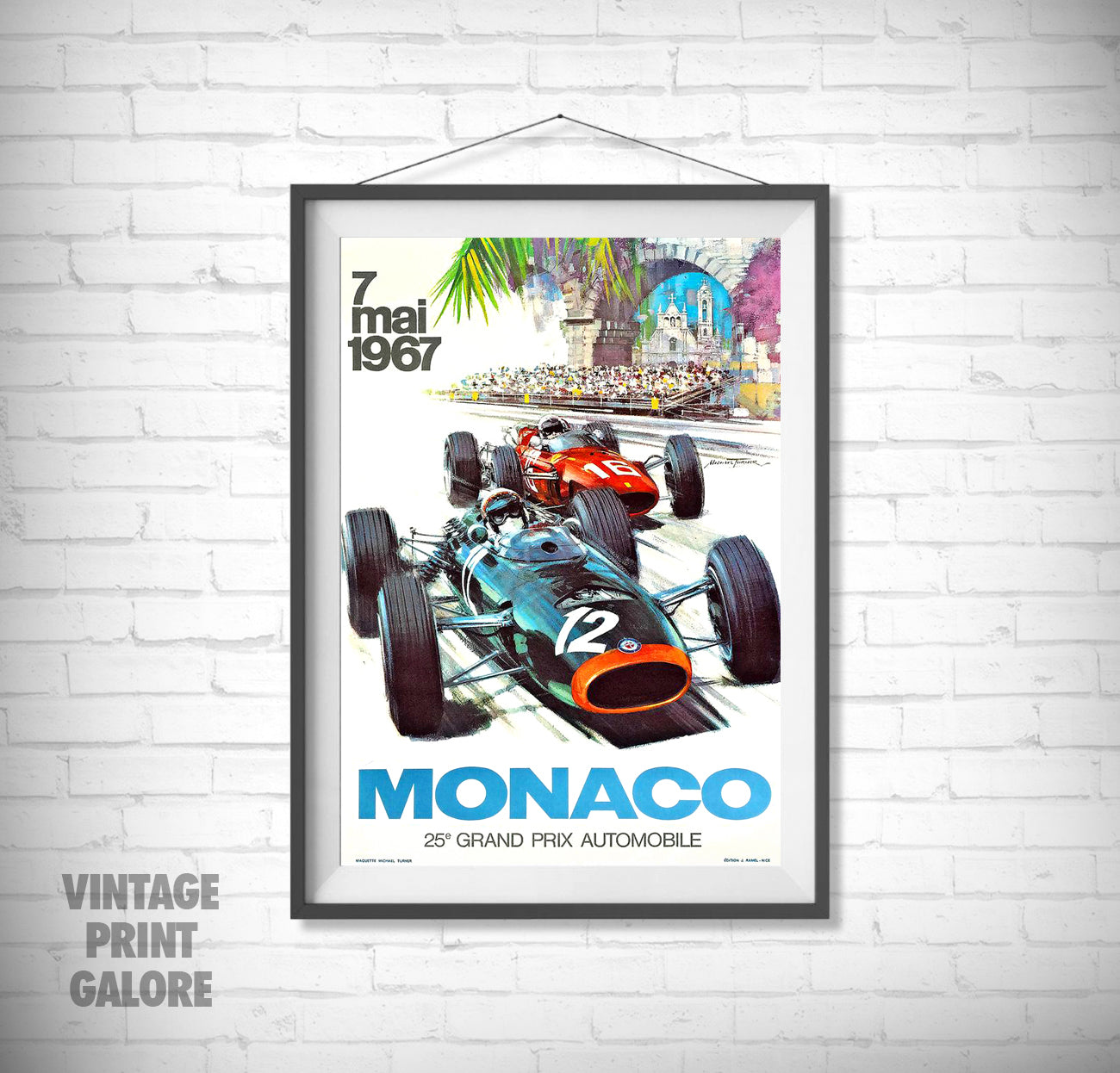 Vintage Style 1967 Monaco Grand Prix Racing Team Advertisment Poster Print.