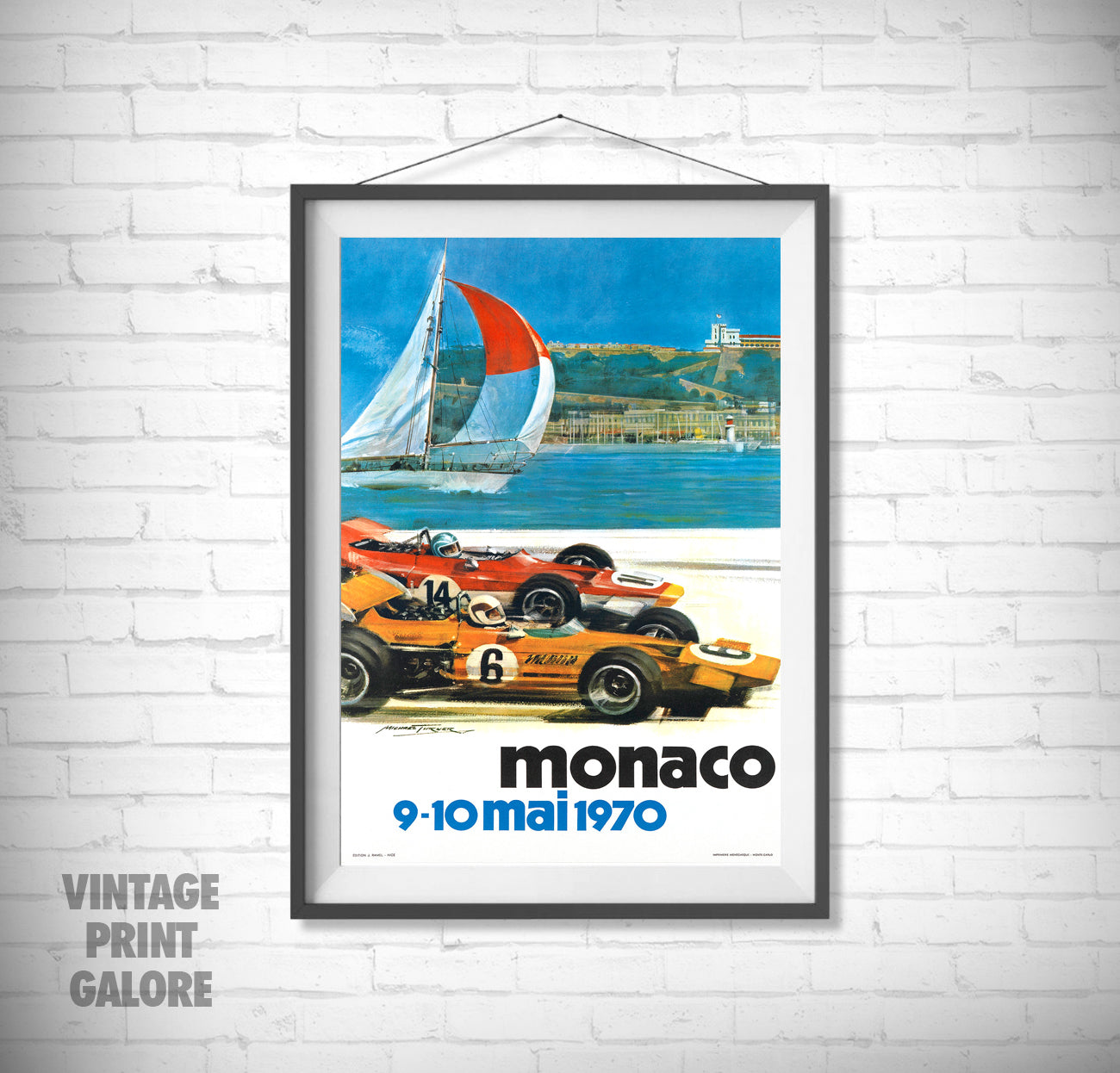Vintage Style 1970 Monaco Grand Prix Racing Team Advertisment Poster Print.