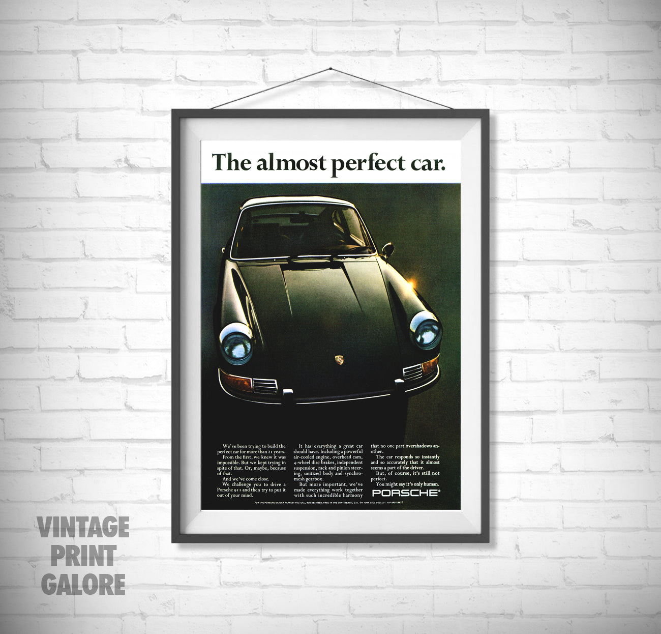 Vintage Style Porsche 911 912 Classic Car Advertisment Poster Print.