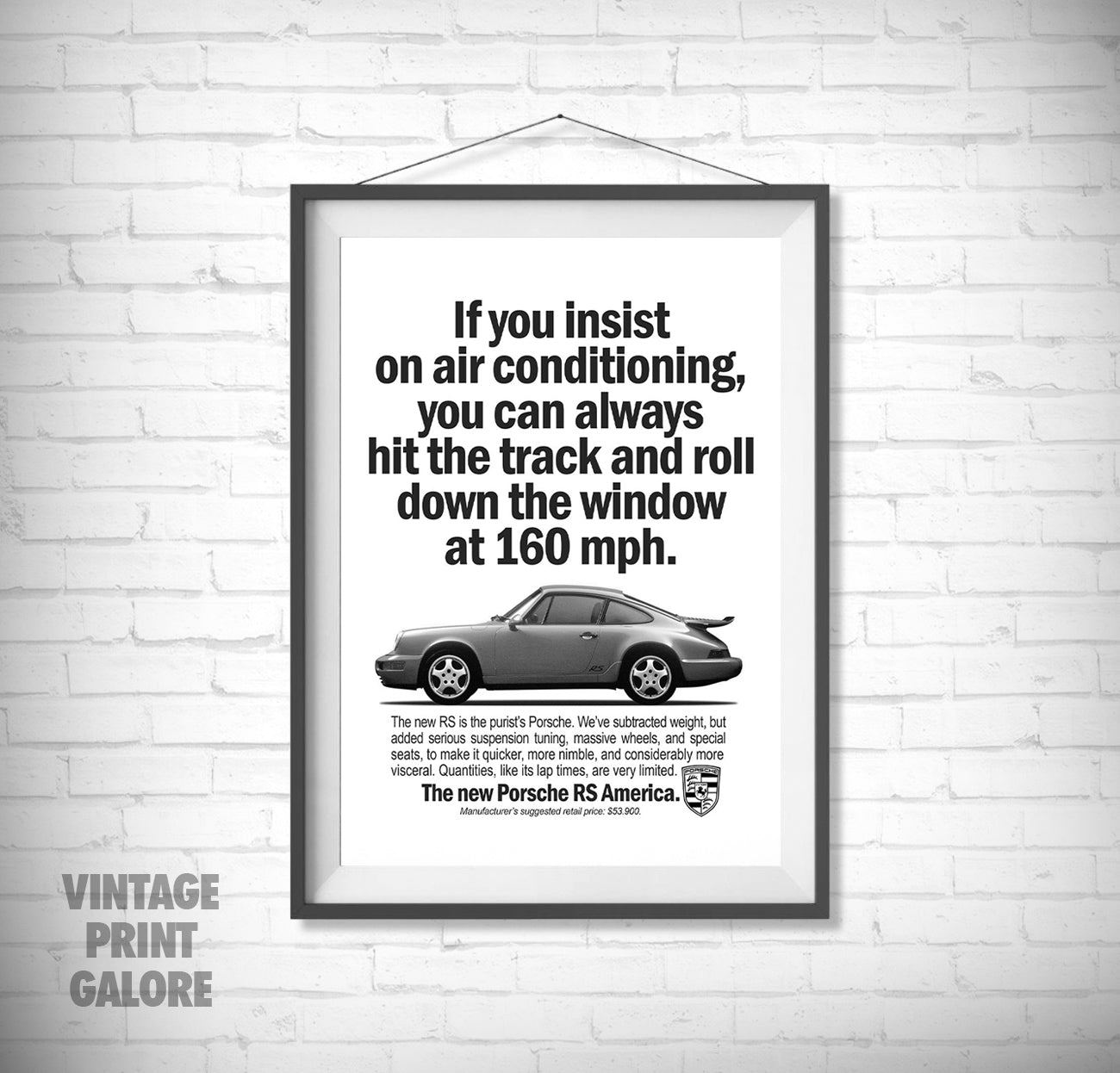Vintage Style Porsche 911 Classic Car Advertisment Poster Print.