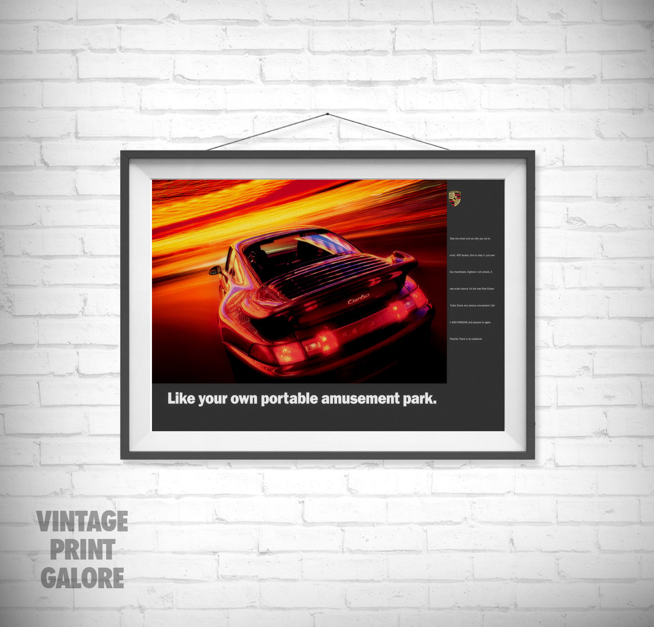 Vintage Style Porsche 911 Classic Car Amusement Park LS Advertisment Poster Print.