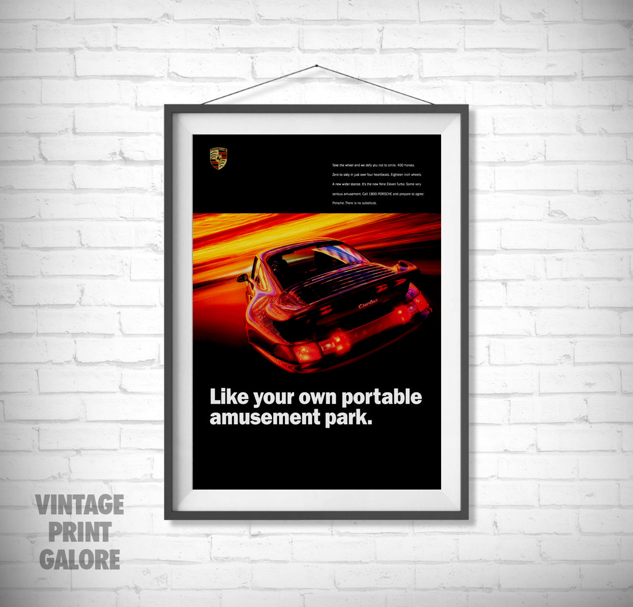 Vintage Style Porsche 911 Classic Car Amusement Park Advertisment Poster Print.