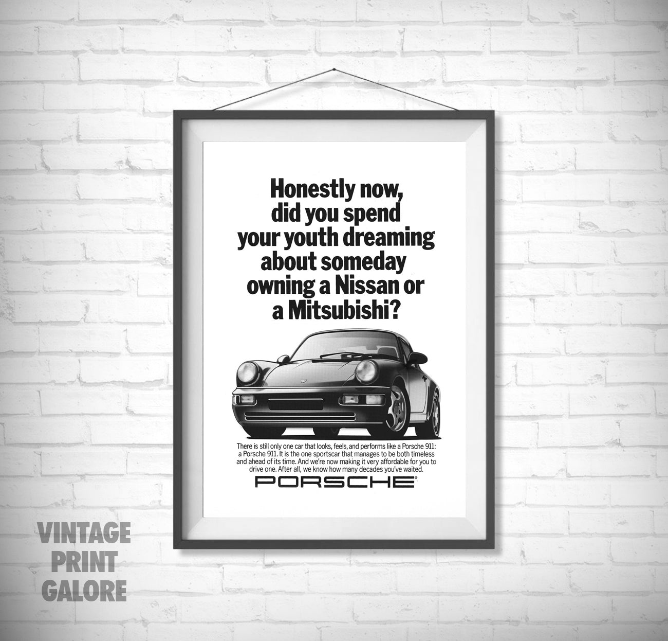 Vintage Style Porsche 911 Classic Car Advertisment Poster Print.