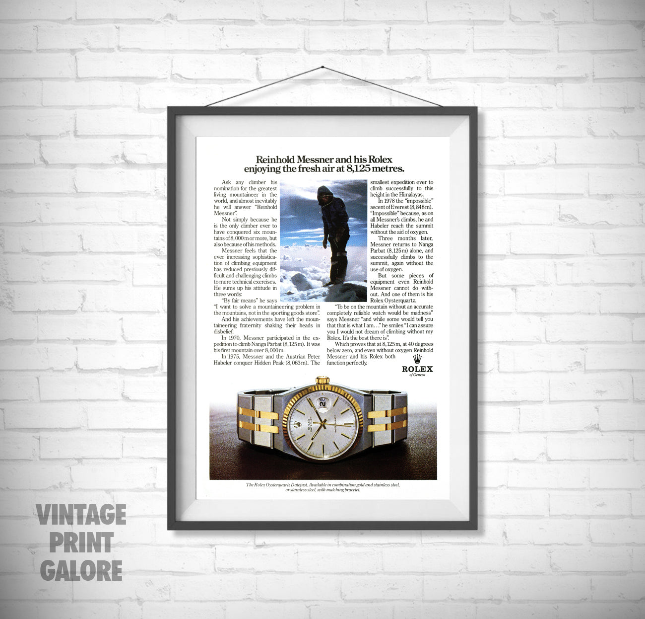 Vintage Style Tag Rolex Datejust 1981 Luxury Watch Advertisment Print.