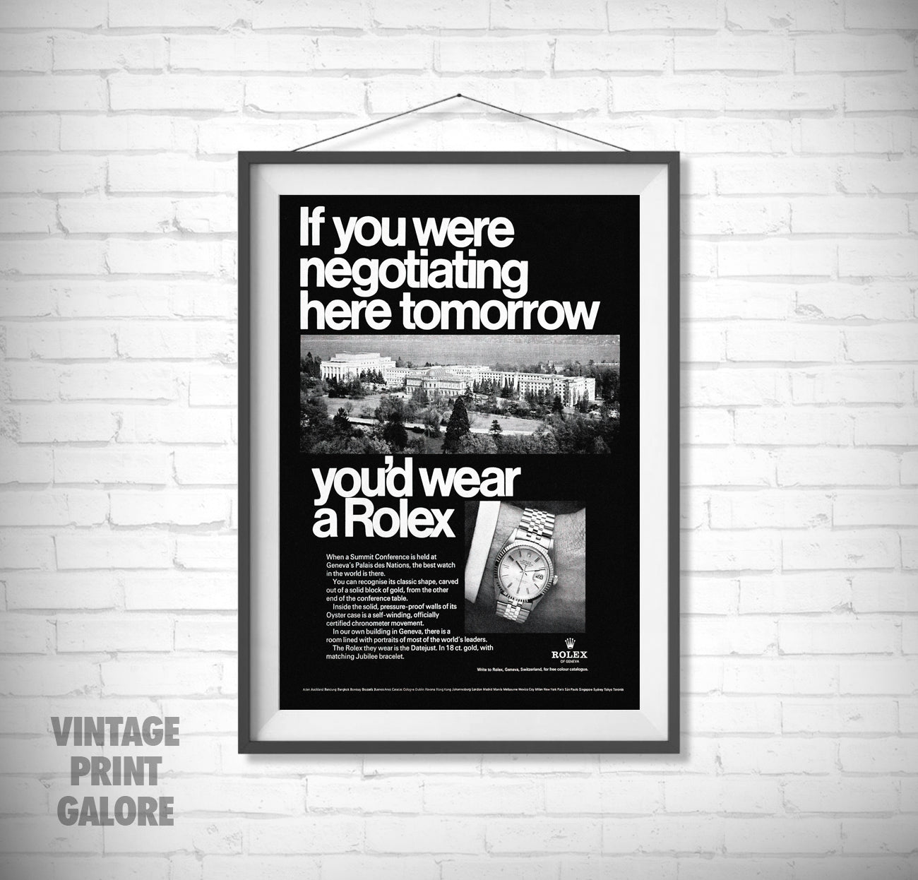 Vintage Style Rolex Negotiating Business Luxury Watch Advertisment Print.